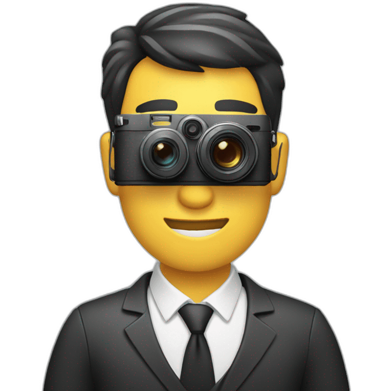 man taking professional picture with camera emoji