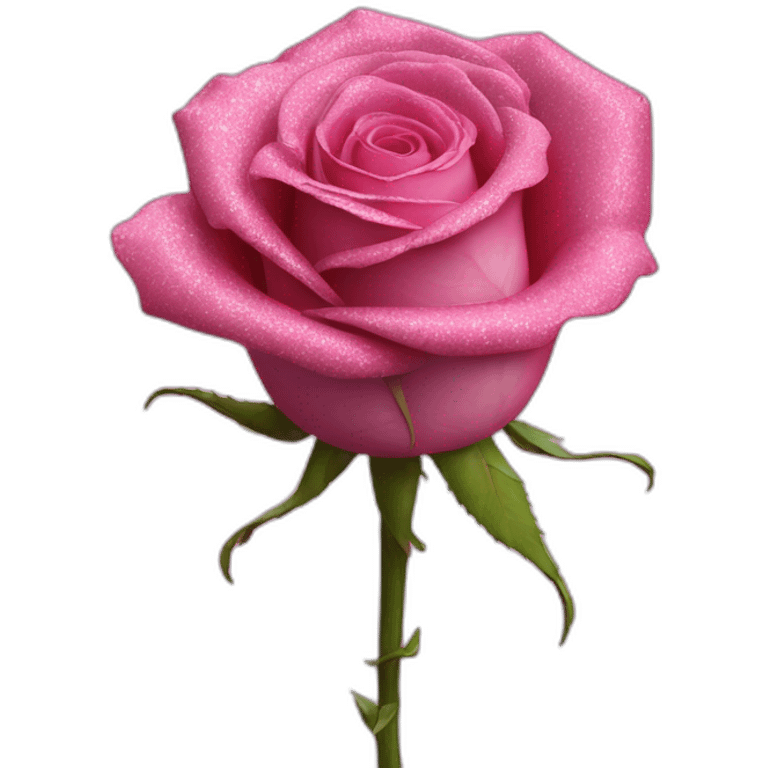 Hyper-realistic Pink rose with glitter emoji