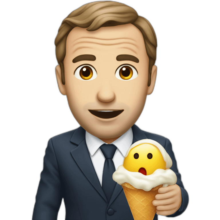 Macron qui mange une glace emoji