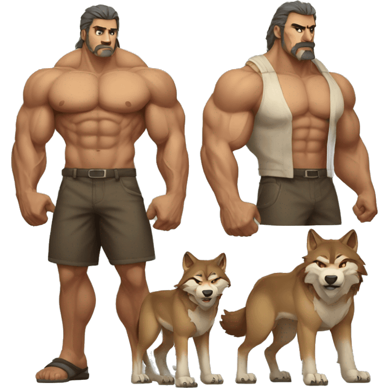 muscular wolf family emoji