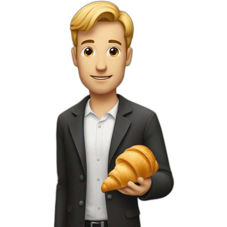 thin man holding a croissant emoji