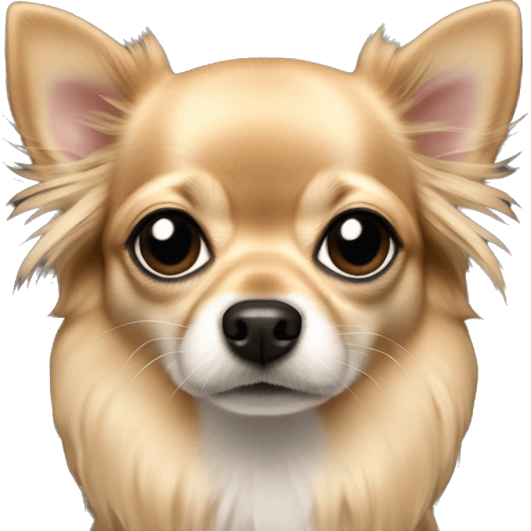 all tan long haired chihuahua with black muzzle emoji