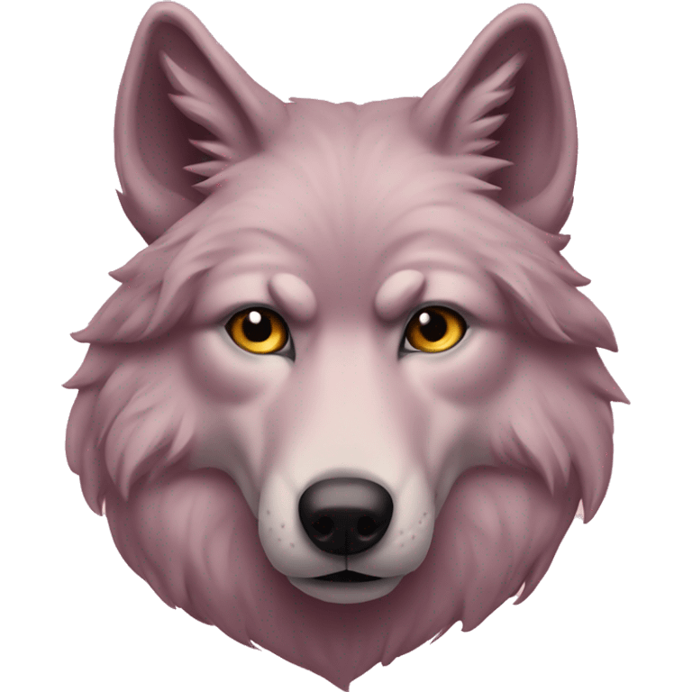 Old wolf portrait in one pink color  emoji