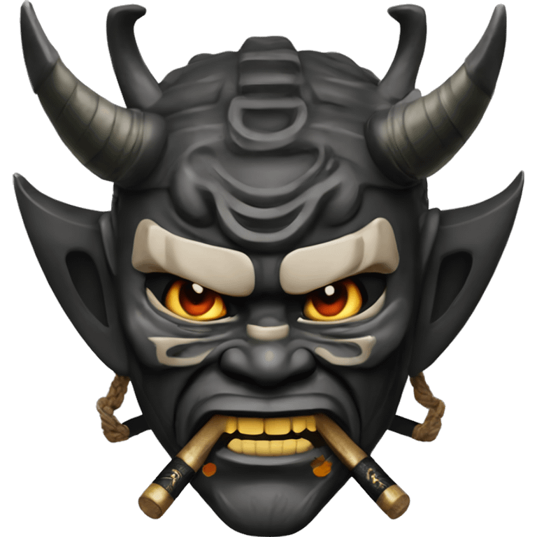 Samurai com mascara hannya emoji