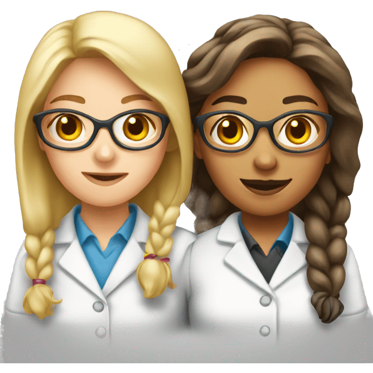  two scientists girls with one clear beaker emoji