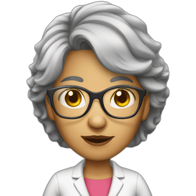 Grey hairs lady teacher standing wear glasses emoji