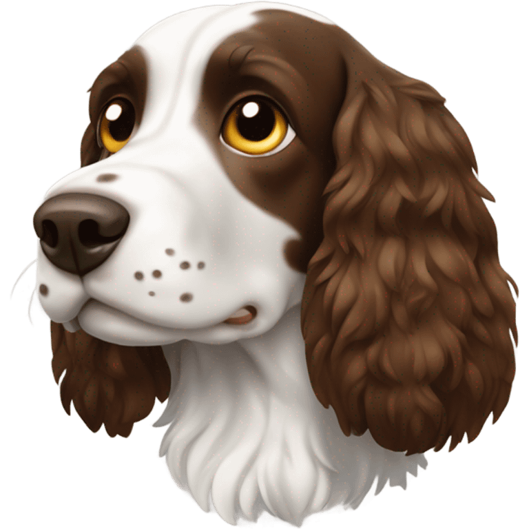 Brown face white body springer spaniel  emoji