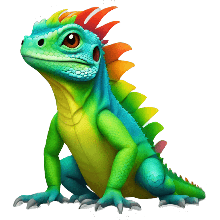 Rainbow iguana emoji