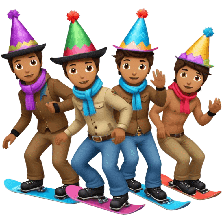 2 cowboys snowboard birthday party emoji