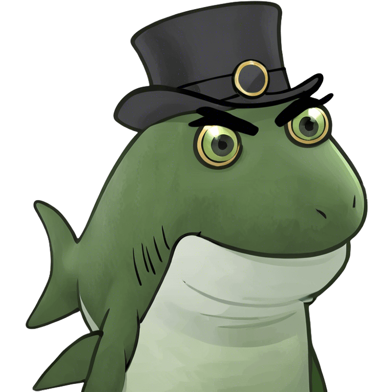 Shark with a top hat emoji