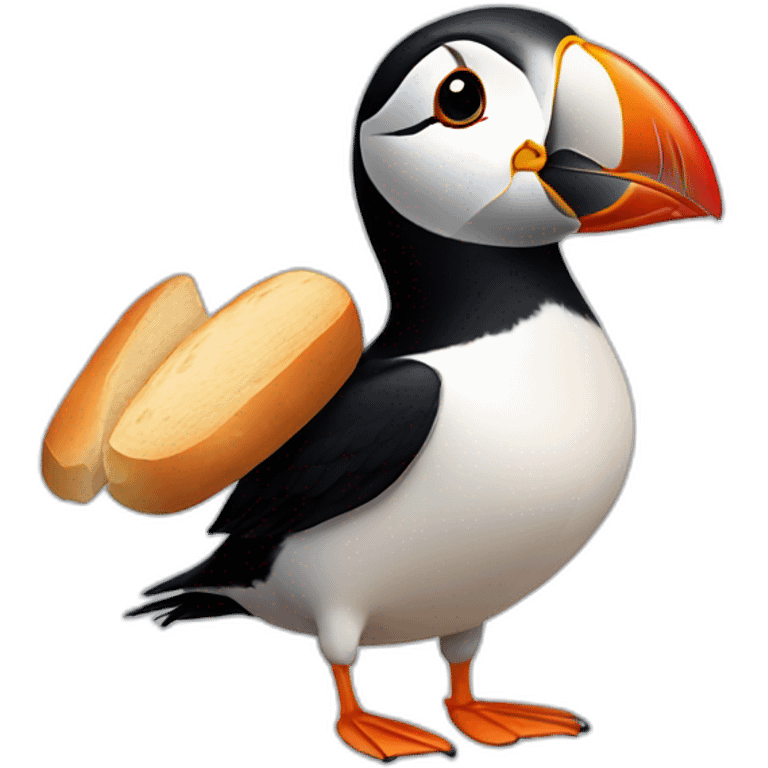 Puffin with baguette emoji