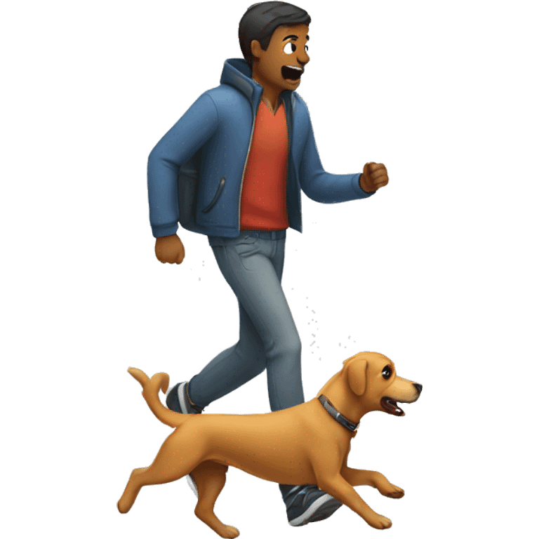 A dog run with a human  emoji