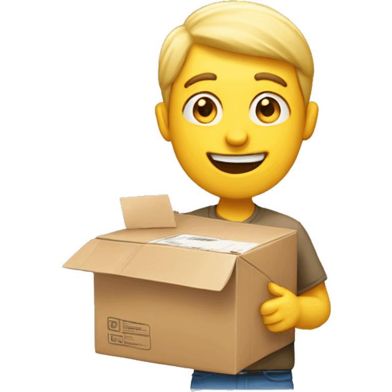 White guy excitedly holding up a mail parcel emoji