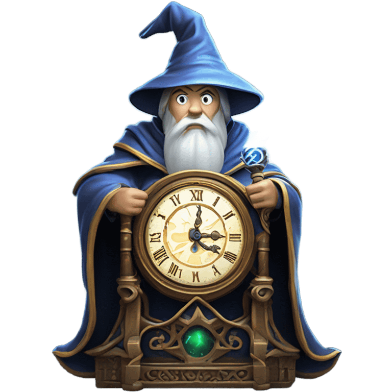 wizard lightning on a large clock emoji