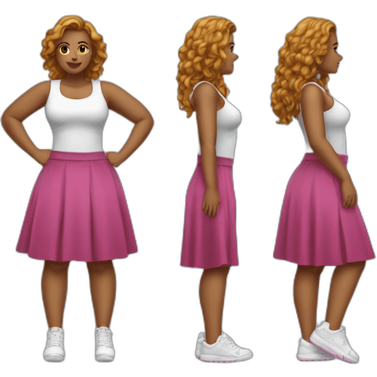 Curvy girl in skirt сидит на корточках emoji