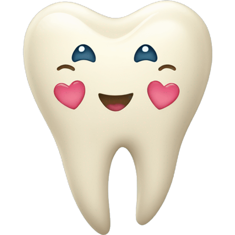 Tooth with hearts and smiles emoji