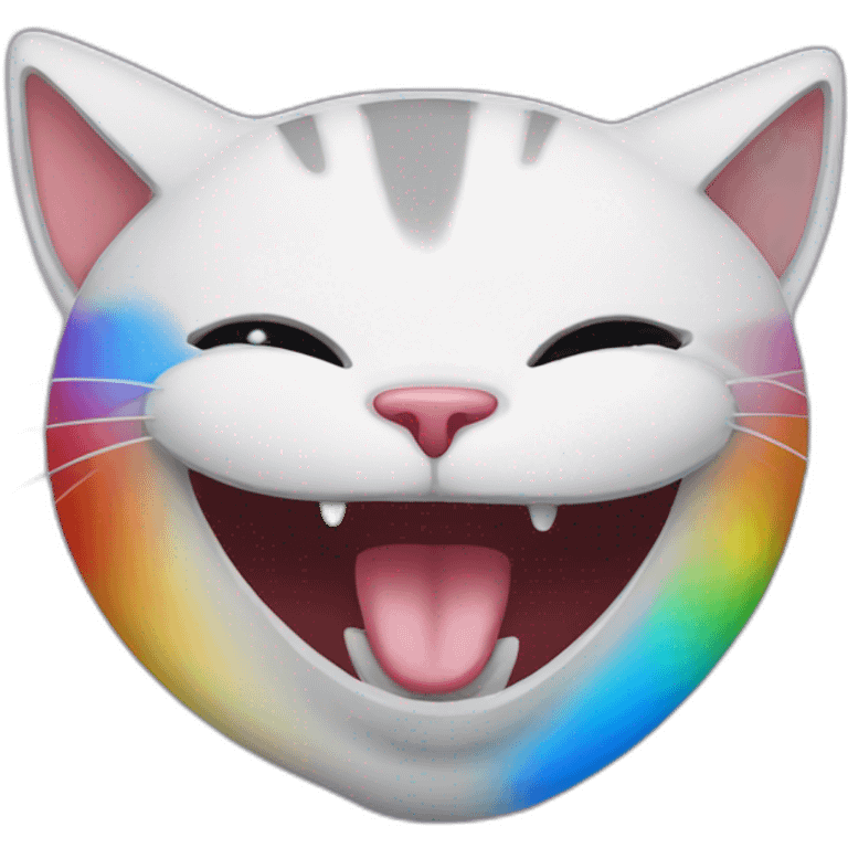 Cat, laughing, red eyes, blue tongue, rainbow furr emoji