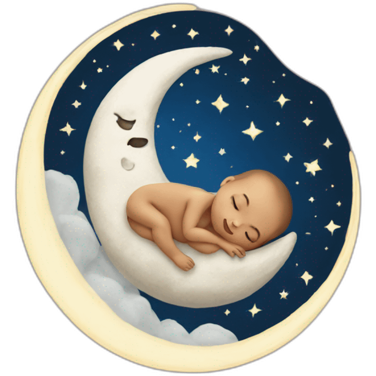 The newborn sleeps on the moon emoji