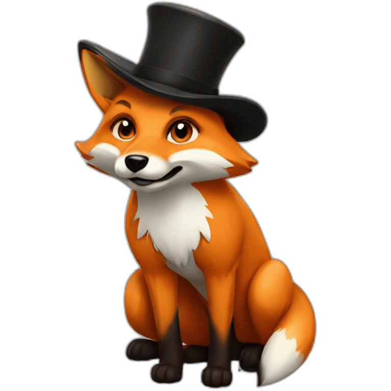 fox with hat and black human moustache emoji