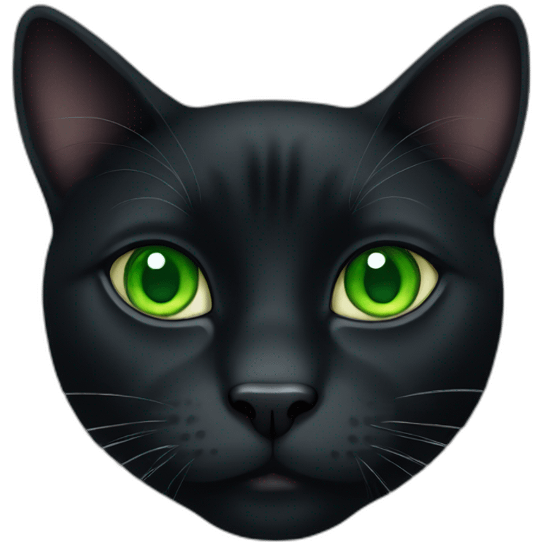 fat black cat green eyes emoji