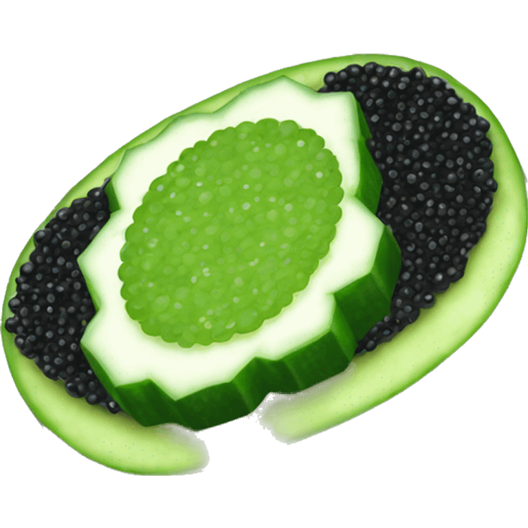 Black caviar on a piece of cucumber  emoji