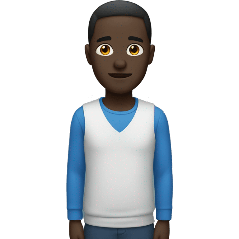 Dark skinned man with blue on emoji