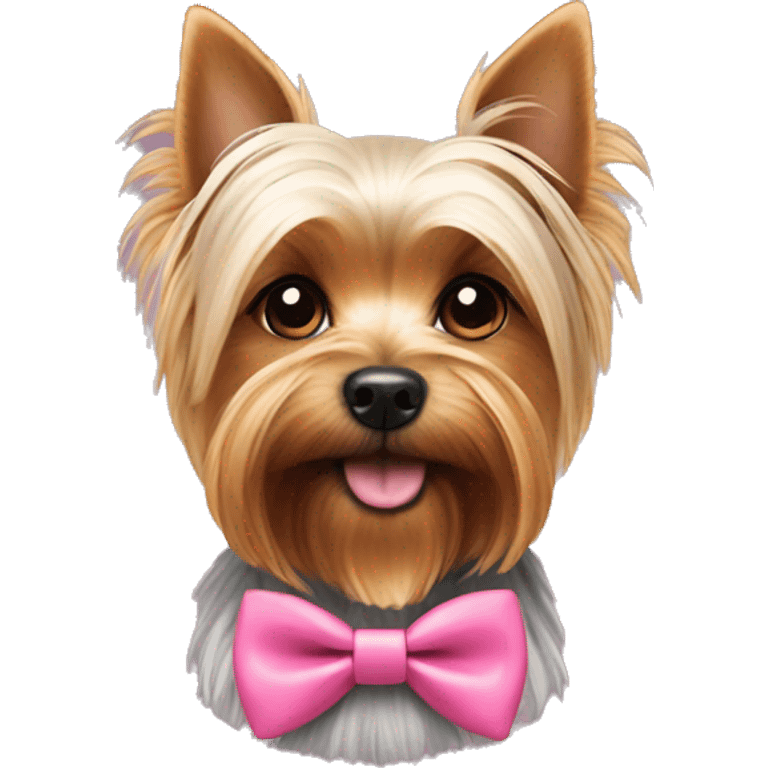 Yorkshire terrier with pink bowtie emoji