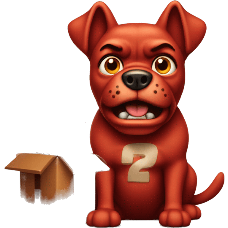 red angry dog with a box of chocolate emoji