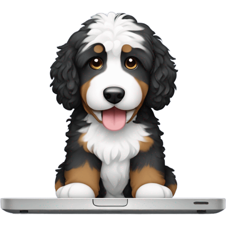 bernedoodle with computer emoji