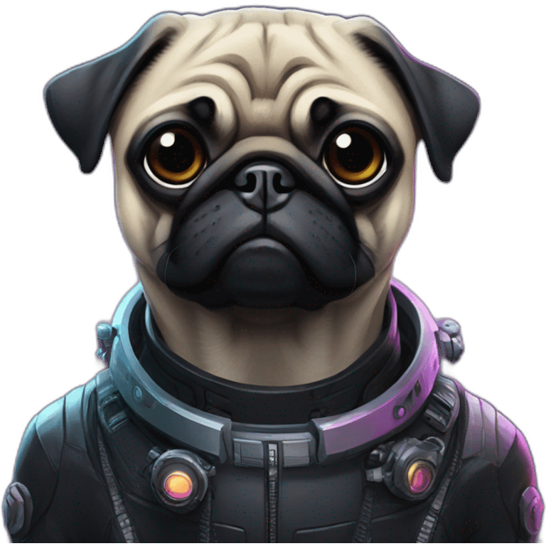 A pug in cyberpunk space emoji