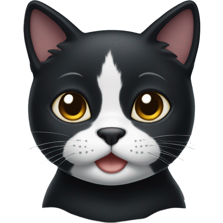 Black cat with a white left upper lip and white chin  emoji