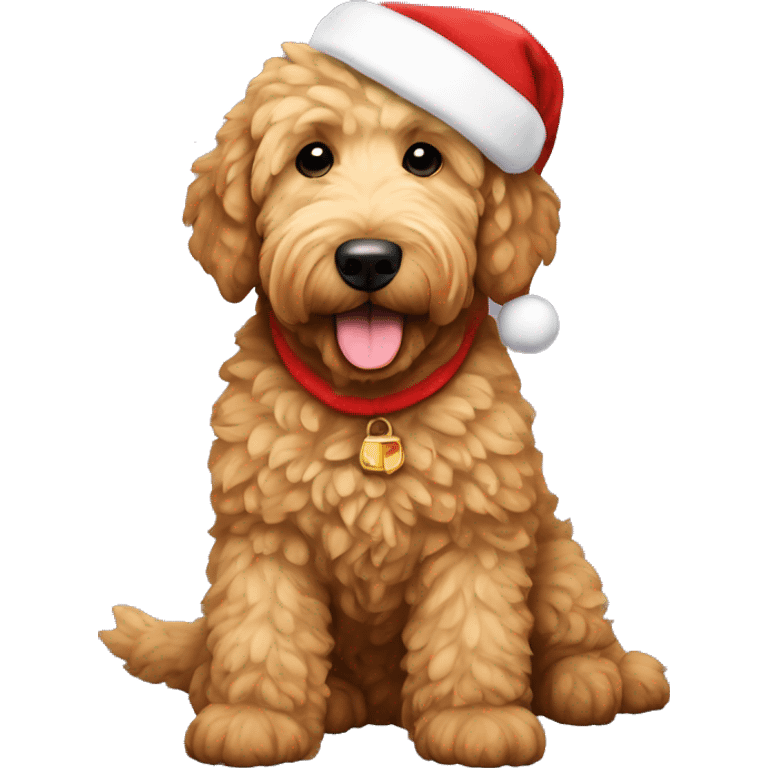 Golden doodle with Santa hat emoji