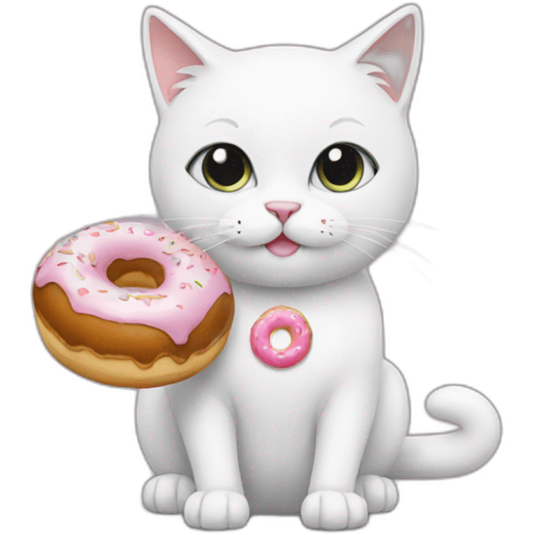 white cat with donut emoji