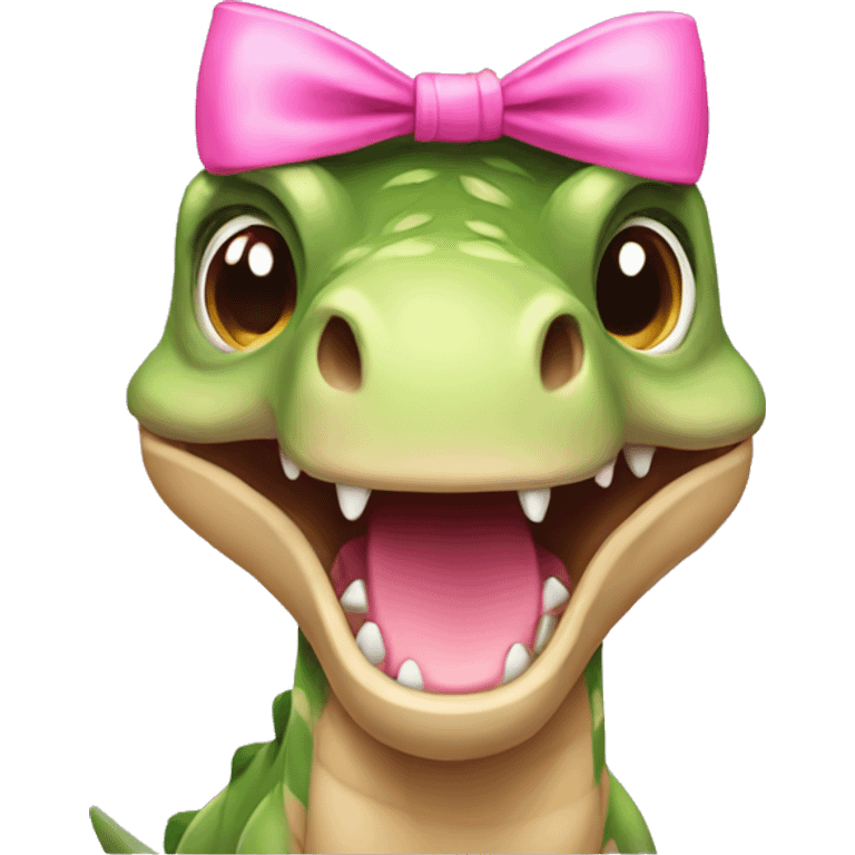 dinosaur with pink bow emoji