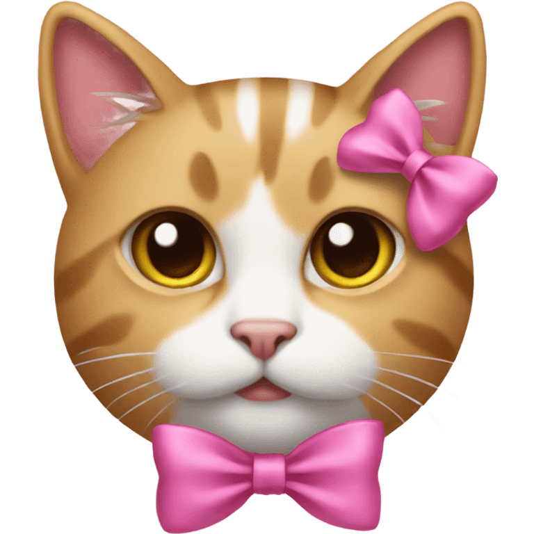 Cat with two pink bows on emoji