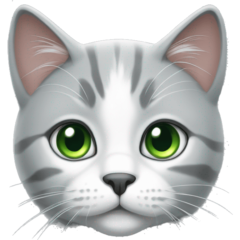 Grey and white cat with green eyes  emoji