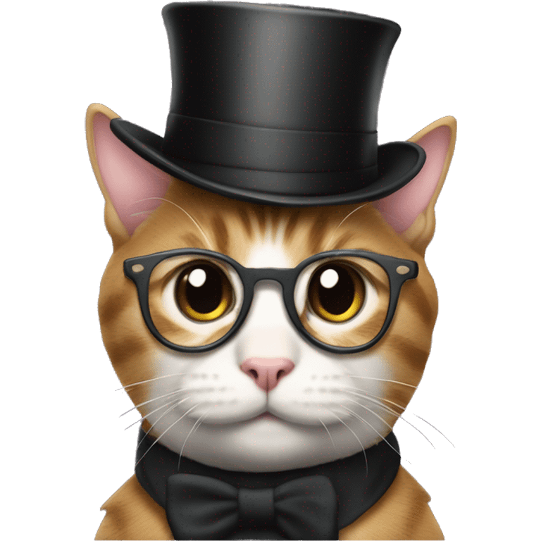 ￼ cat wearing a top hat and glasses emoji