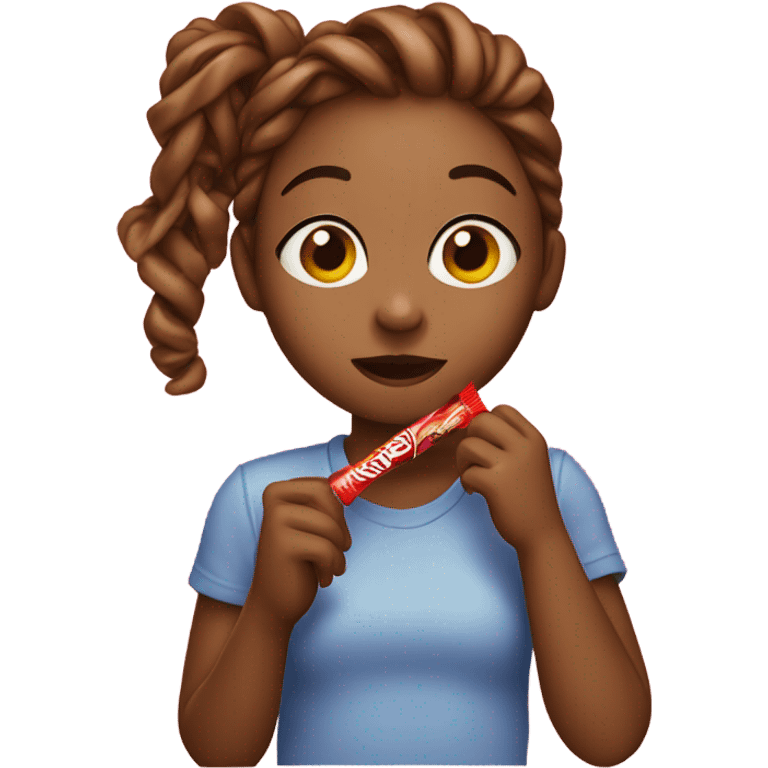 Girl eating twizzlers emoji