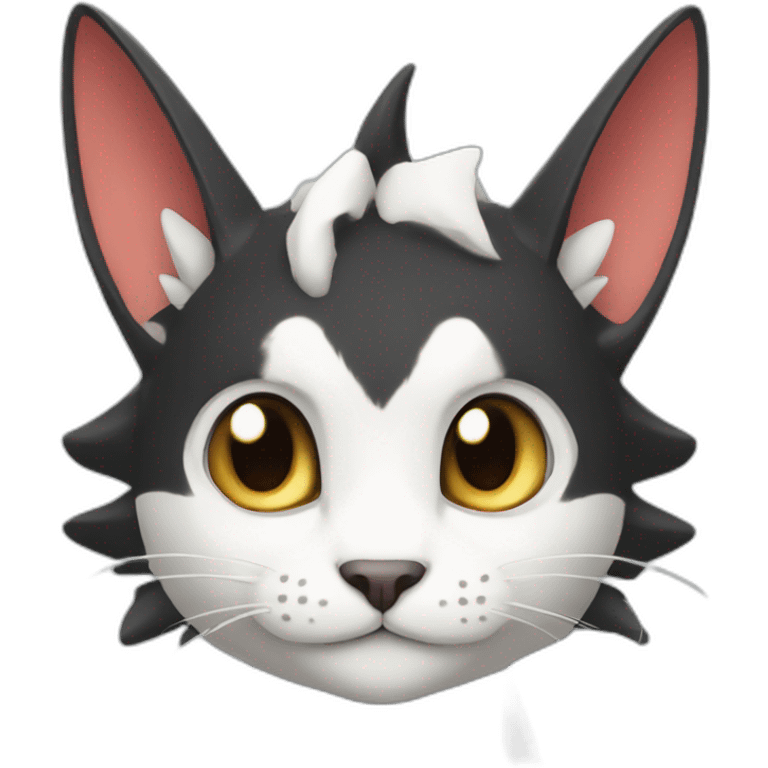 Sitting-Black-and-White-face-cat-dragon-type-pokemon emoji