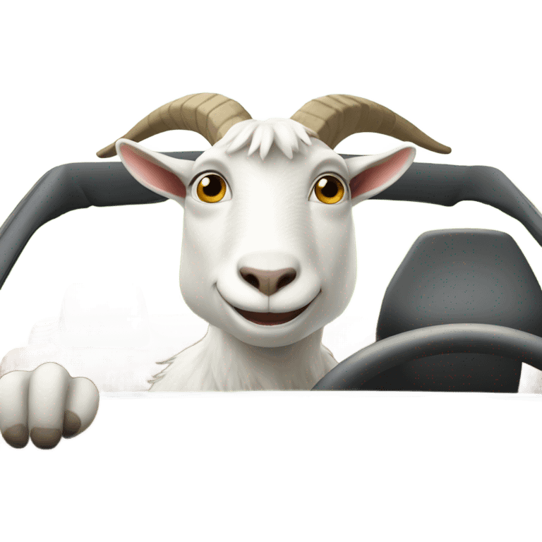 Goat driving car emoji