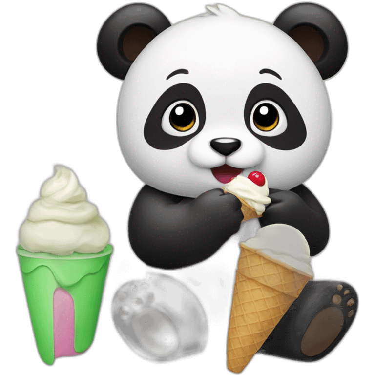 Panda eating ice cream emoji