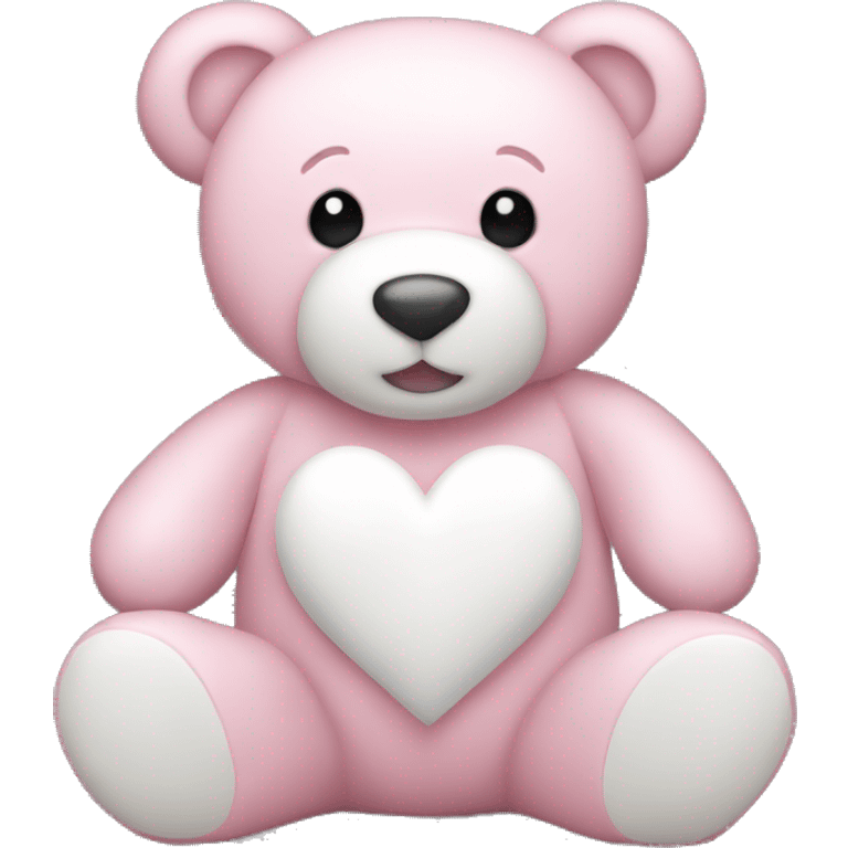 Light pink teddy bear with white heart emoji