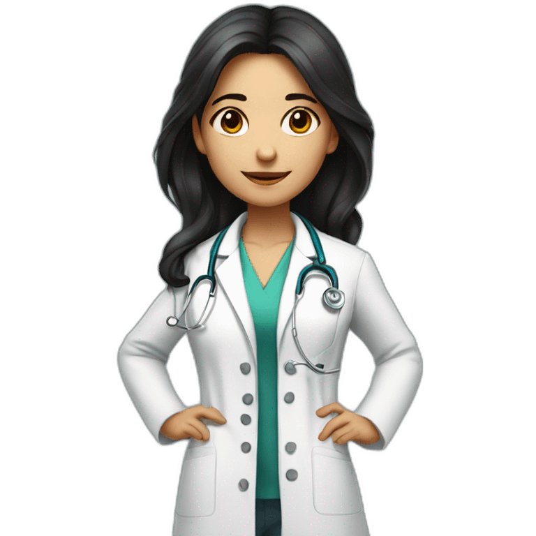 squatting doctor girl with dark hair emoji