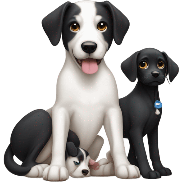 White mom dog gives birth to black puppy with white dog husband in attendance  emoji