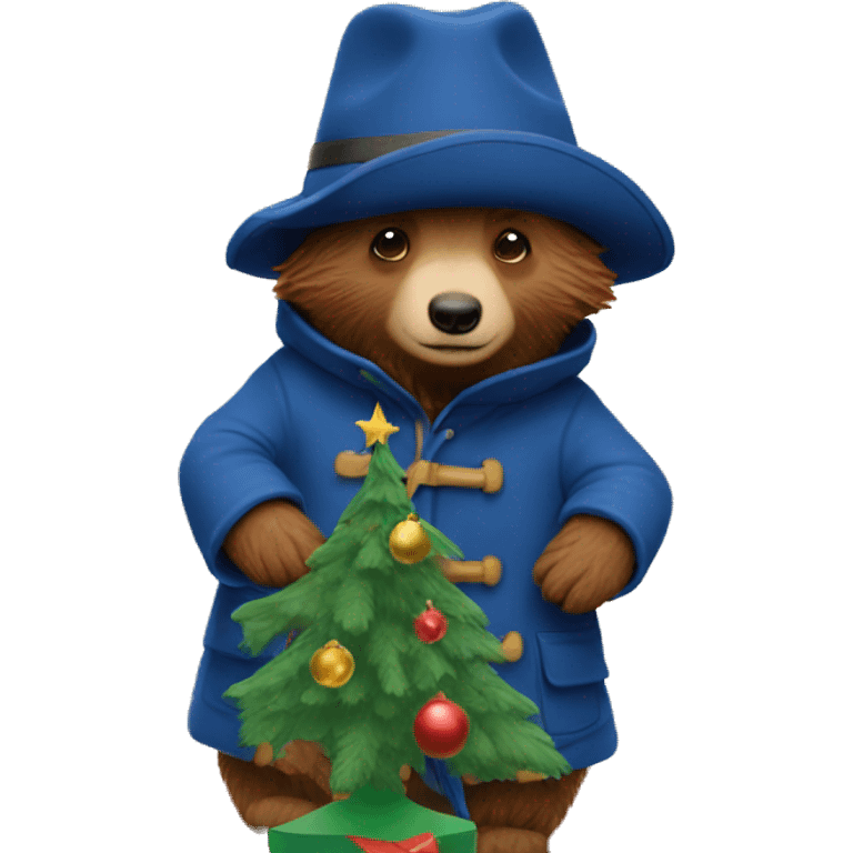 Paddington decorating a Christmas tree emoji