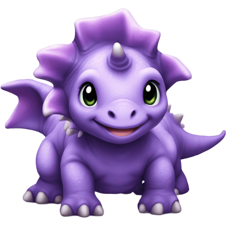 cute purple triceratops dino baby emoji