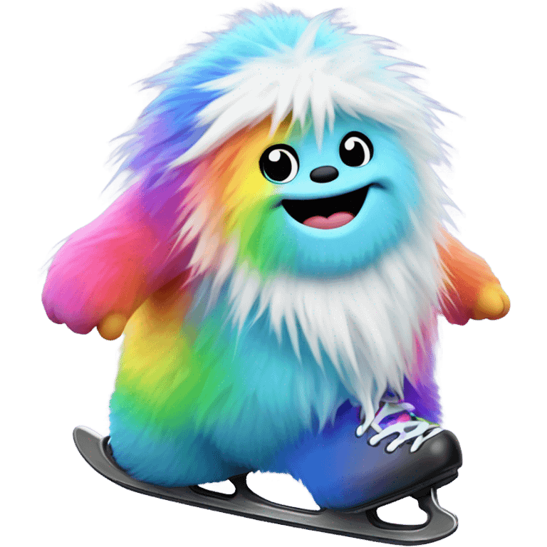 fat rainbow yeti ice skating  emoji