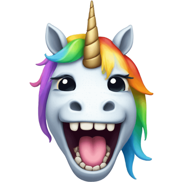 Ugly rainbow unicorn with bad teeth  emoji