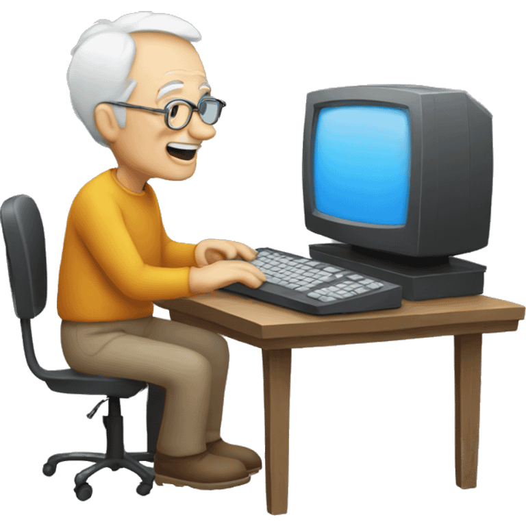 Old man with a computer emoji