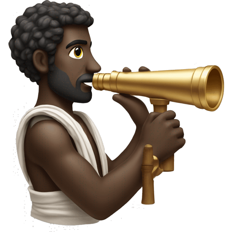 Dark skinned ancient Greek sailor holding a telescope emoji